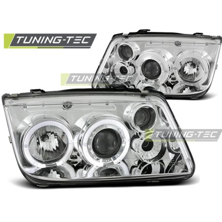 Phares Angel Eyes Chrome pour VW Bora 09.98-07.05