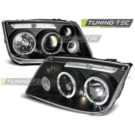 Phares ANGEL EYES noirs pour VW BORA 09.98-07.05