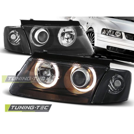 Phares Angel Eyes noirs compatibles VW Passat B5 3B 11.96-08.00