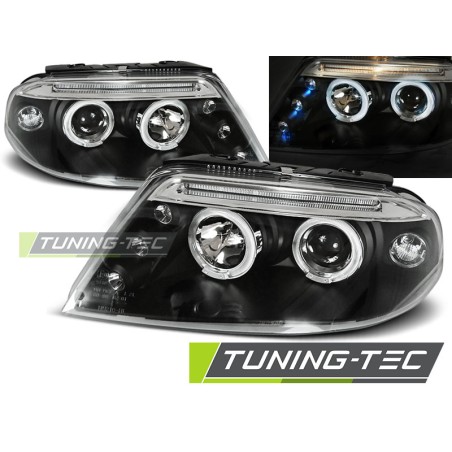 Phares Angel Eyes noirs pour VW Passat 3BG 09.00-03.05