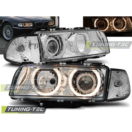 Phares Angel Eyes Chrome pour BMW E38 06.94-08.98