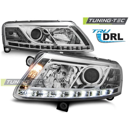 Phares TRUE DRL Chrome pour AUDI A6 C6 04.04-08