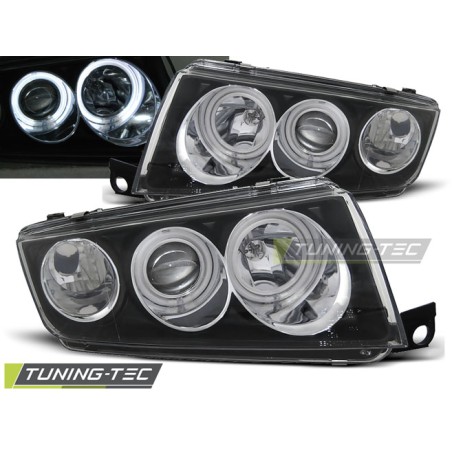 Phares ANGEL EYES noirs pour SKODA FABIA I 12.99-08