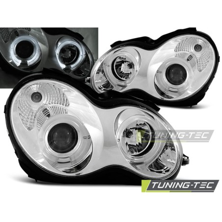 PHARES ANGEL EYES CHROME pour MERCEDES W203 C-KLASA 07.00-03.04