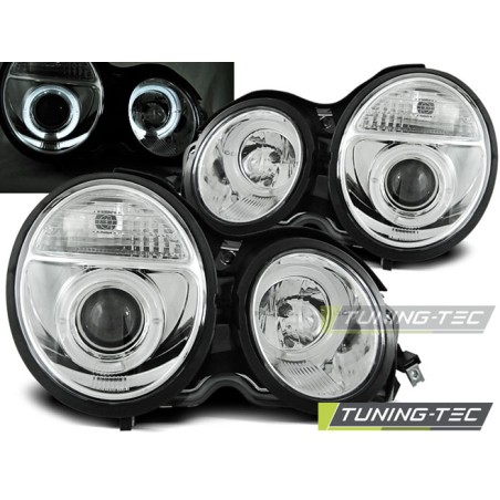 Phares Angel Eyes Chrome pour Mercedes W210 E-Klasa 95-05.99