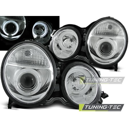 Phares Angel Eyes Chrome pour Mercedes W210 E-Klasa 06.99-02