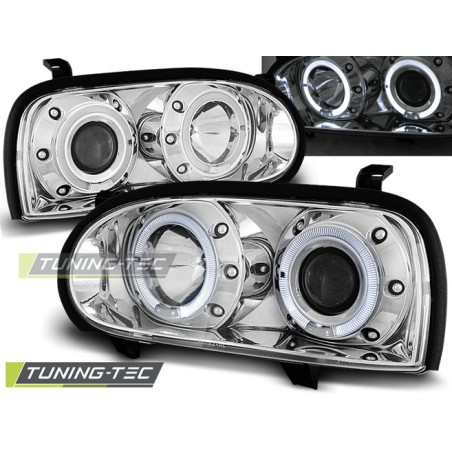 PHARES ANGEL EYES CHROME pour VW GOLF 3 09.91-08.97