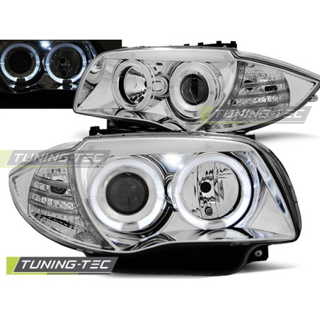 PHARES ANGEL EYES CHROME pour BMW 1 E87/E81/82/88 04-11