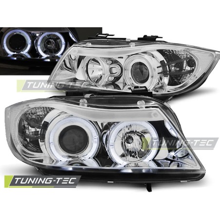 Phares Angel Eyes Chrome pour BMW E90/E91 03.05-08.08