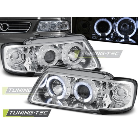 Phares Angel Eyes Chrome pour AUDI A3 8L 08.96-08.00