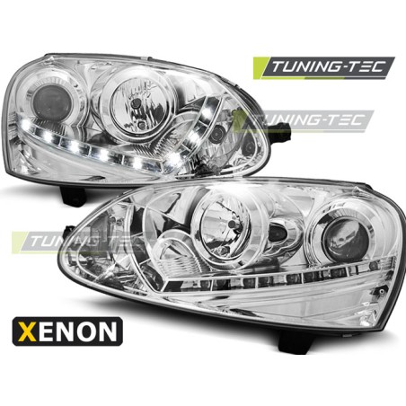 Phares Xénon Daylight Chrome pour VW Golf 5 03-08