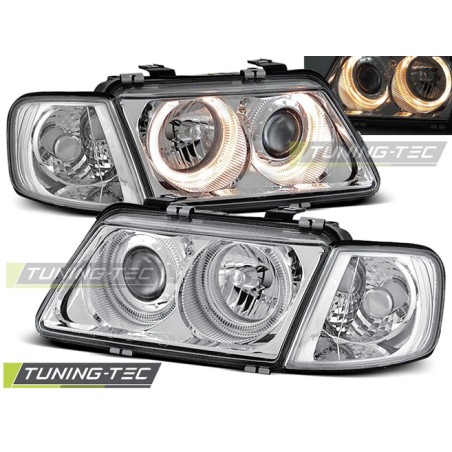 PHARES ANGEL EYES CHROME pour AUDI A3 08.96-08.00