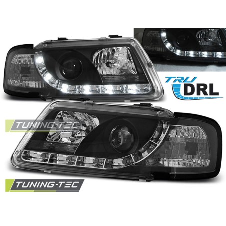 Phares TRUE DRL noirs pour AUDI A3 8L 08.96-08.00