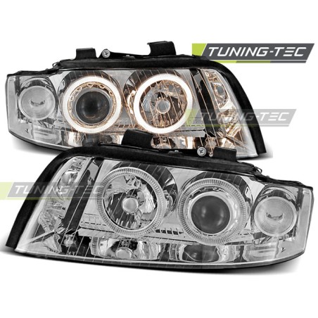 PHARES ANGEL EYES CHROME pour AUDI A4 10.00-10.04