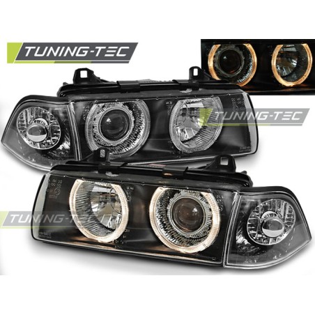 Phares Angel Eyes noirs compatibles BMW E36 12.90-08.99