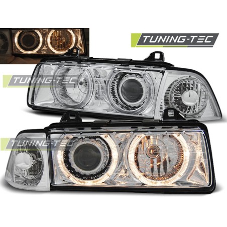 PHARES ANGEL EYES CHROME pour BMW E36 12.90-08.99