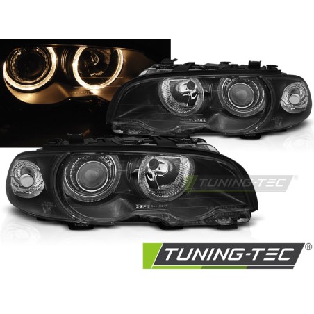 PHARES ANGEL EYES NOIRS pour BMW E46 04.99-03 COUPE CABRIO