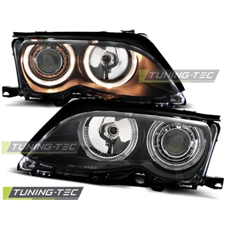 PHARES ANGEL EYES NOIRS pour BMW E46 09.01-03.05 S/T