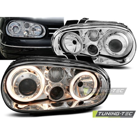 PHARES ANGEL EYES CHROME pour VW GOLF 4 09.97-09.03