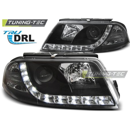 Phares avant TRUE DRL noirs pour VW Passat 3BG 09.00-03.05