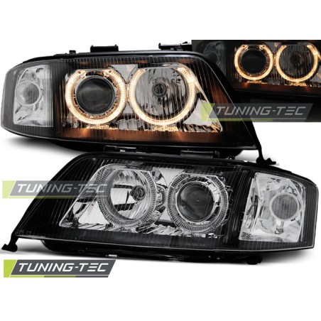 PHARES ANGEL EYES NOIRS pour AUDI A6 05.97-06.01