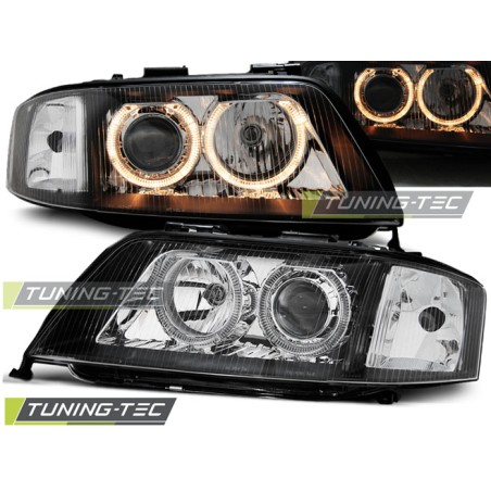 PHARES ANGEL EYES NOIRS pour AUDI A6 05.97-09.99