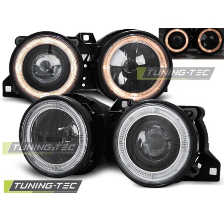 Phares Angel Eyes noirs compatibles BMW E30 11.82-06.94