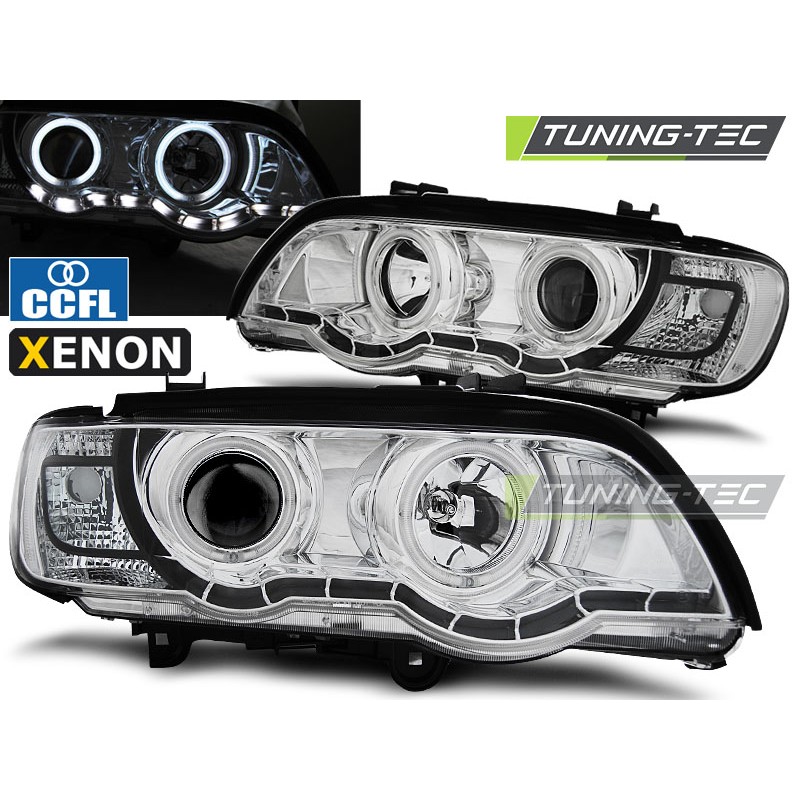 Phares Xénon Angel Eyes Chrome pour BMW X5 E53 09.99-10.03 Phares Xénon Angel Eyes Chrome pour BMW X5 E53 09.99-10.03