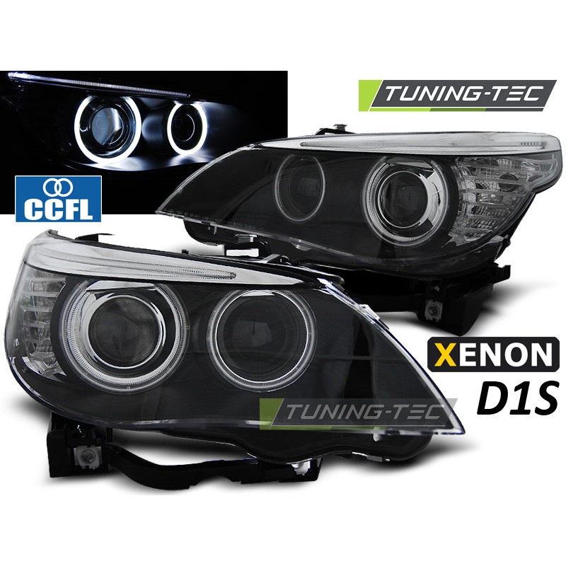 Phares Xénon D1S Angel Eyes CCFL Noir pour BMW E60/E61 05-07 Phares Xénon D1S Angel Eyes CCFL Noir pour BMW E60/E61 05-07