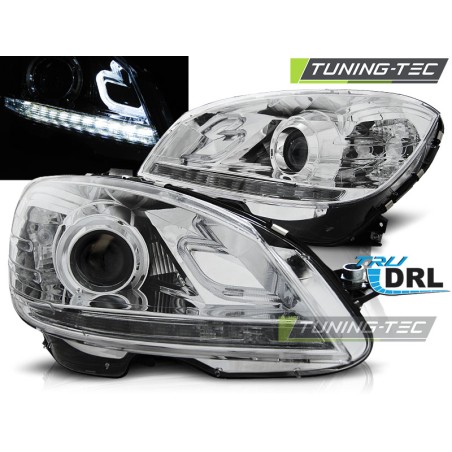 PHARES TRUE DRL CHROME pour MERCEDES W204 07-10