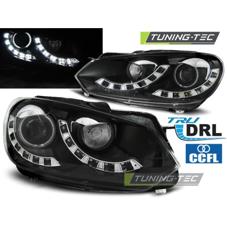 Phares doubles DRL noir pour VW Golf 6 10.08-12