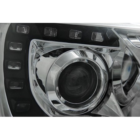 Phares avant TRUE DRL chrome pour VW T5 2010-2015