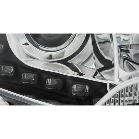 Phares avant TRUE DRL chrome pour VW T5 2010-2015