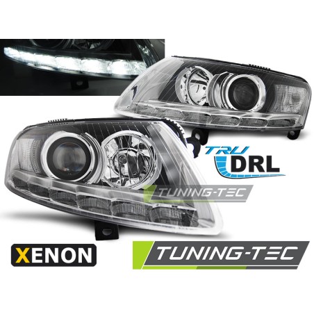 Phares Xénon True DRL Chrome pour AUDI A6 C6 04.04-08