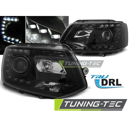 Phares TRUE DRL Noir pour VW T5 2010-2015