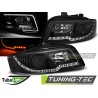 Feux avant TUBE LIGHT noirs pour AUDI A4 10.00-10.04 Feux avant TUBE LIGHT noirs pour AUDI A4 10.00-10.04