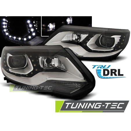 PHARES TRUE DRL NOIR pour VW TIGUAN 2011 - 12.2015