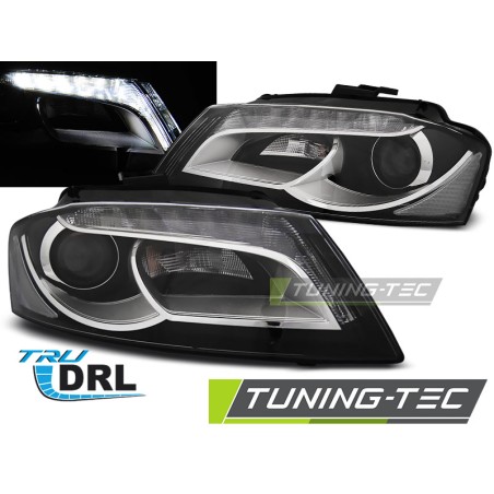 Phares TRUE DRL noirs pour AUDI A3 8P 08-12