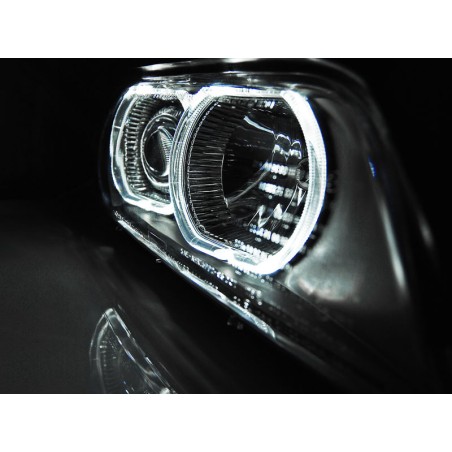 Phares Angel Eyes LED noirs pour BMW E39 09.95-06.03