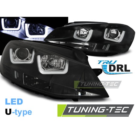 Phares U-LED noir pour VW Golf 7 11.12-17