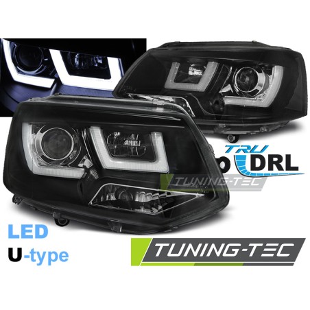 Phares U-LED noir compatibles VW T5 2010-2015