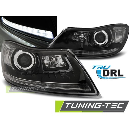 Phares TRUE DRL noirs pour SKODA OCTAVIA 09-12