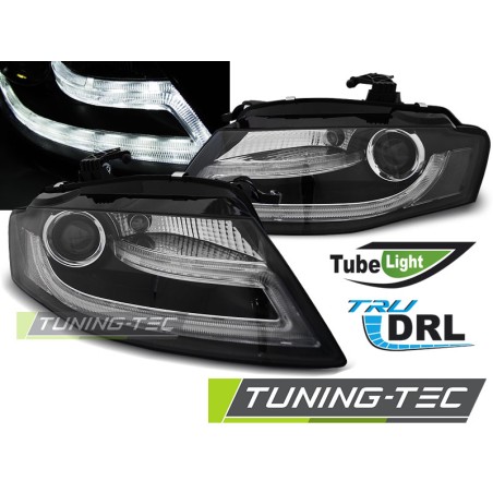 Phares noirs TRUE DRL pour AUDI A4 B8 04.08-11