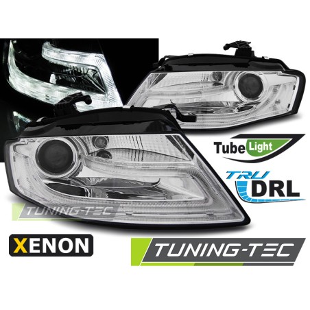 Phares Xénon True DRL Chrome pour AUDI A4 B8 04.08-11