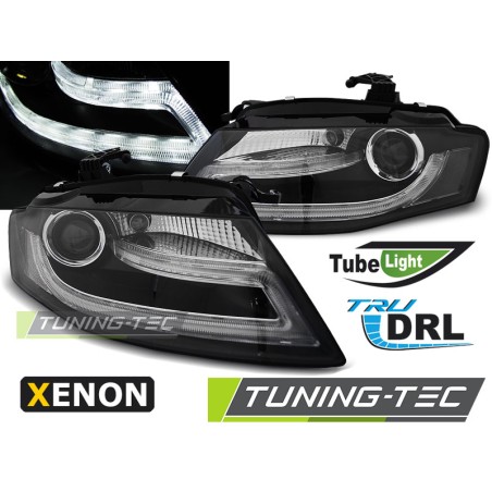 Phares Xénon True DRL Noir pour Audi A4 B8 04.08-11