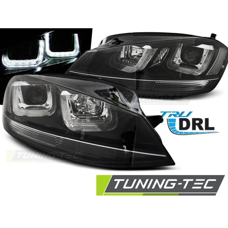 Phares U-LED noir avec ligne noire pour VW Golf 7 11.12-17