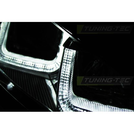 Phares U-LED noir avec ligne noire pour VW Golf 7 11.12-17