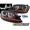 Phares U-LED noir avec ligne rouge sport pour VW Golf 7 12-17 Phares U-LED noir avec ligne rouge sport pour VW Golf 7 12-17