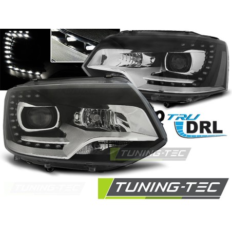 Phares noirs TRUE DRL compatibles VW T5 2010-15