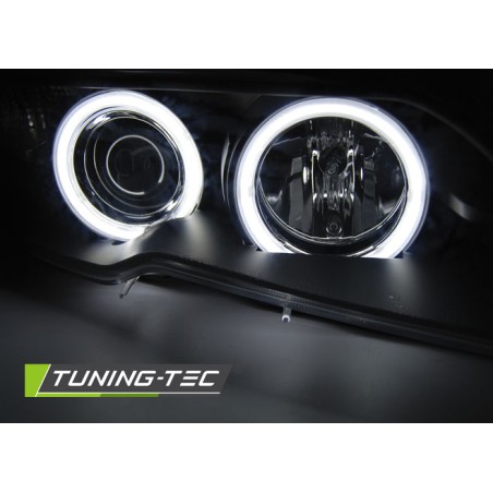 Phares Xénon Angel Eyes CCFL Noir pour BMW E46 04.03-06 Coupé Cabriolet